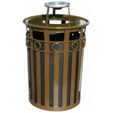 WITT Oakley Collection Decorative Outdoor Waste Receptacle with Ash Urn Top - 40 Gallon, Brown